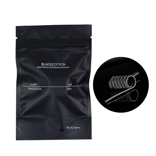 Rick Vapes - Single Coil 0.30 Full Ni80 Black Edition (Resistencias Artesanales)